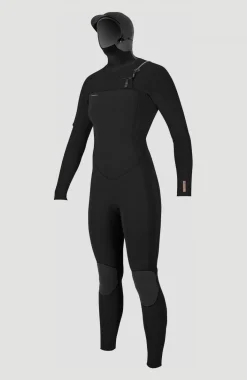 Femme O'Neill Combinaisons|Protection Anti-Uv-FemmesHyperfreak Plus 5/4mm Chest Zip Full Wetsuit with Hood| Noire