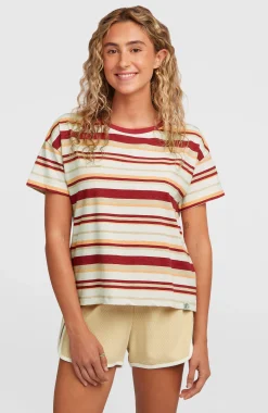 Femme O'Neill T-Shirts Et Tops|Protection Anti-Uv-FemmesT-shirt O'Riginals Boxy Stripe| Beige