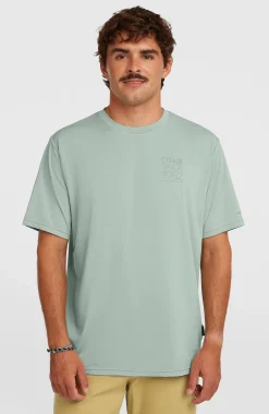 Homme O'Neill T-Shirts|Protection Anti-Uv-HommesT-shirt Hybrid UPF 50+ Polygiene Back-Print| Vert