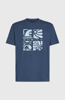 Homme O'Neill T-Shirts|Protection Anti-Uv-HommesT-shirt Melange Front-Print| Bleu